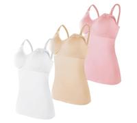 AOOPOO Confezione da 3 Canottiere per Incinta, Canotta da Donna in Cotone per Allattamento Canotta Premaman per Allattamento al Seno, Canotta Lunga da Allattamento con Imbottitura Fibbia Anteriore