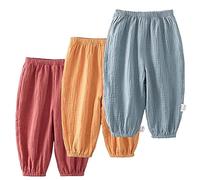 AOOPOO Confezione da 3 Pantaloni della Neonata Neonato Pantaloni Bloomers Pantaloni della Tuta Solidi Estivi Pantaloni Elastici Casual per Un Bambino Unisex