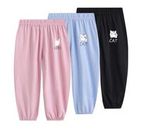 AOOPOO Confezione da 3 Pantaloni Lunghi Leggeri per Neonati Cotone Bambini Ragazze Ragazzi Bloomers Estate Firm Jogging Bottoms Casual Elastici Pantaloni Estate