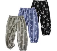 AOOPOO Confezione da 3 Pantaloni Lunghi Leggeri per Neonati Cotone Bambini Ragazze Ragazzi Bloomers Estate Firm Jogging Bottoms Casual Elastici Pantaloni Estate 1-7 Anni