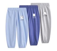 AOOPOO Confezione da 3 Pantaloni Lunghi Leggeri per Neonati Cotone Bambini Ragazze Ragazzi Bloomers Estate Firm Jogging Bottoms Casual Elastici Pantaloni Estate
