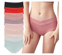 AOOPOO Confezioni di 8 Mutandine per Gestante, Mutande Post Parto Donna a Vita Bassa e in Cotone, Mutanda Premaman per I Tuoi Dopo la Nascita Gestante e Assistenza alla maternità, XS-XL