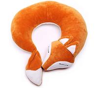 AOOPOO Cuscino da viaggio a forma di U pelliccia Volpe guanciale cervicale Peluche calda del fumetto Confortevole Cuscino da viaggio per aerei Car Train (Marrone)
