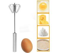 AOOPOO Easy Whisk Semi Automatic Whisks, Hand Push Rotating Egg Beater, Stainless Whip Milk Mixer