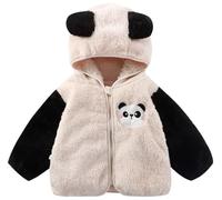 AOOPOO Giacca con Cappuccio in Fleece per Bebè Bambini e Bambine con Orecchie, Calda Giacca Cartoon Orso Coniglio e Panda Ricamati, Cappotto per Neonati 6 Mesi - 3 Anni