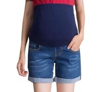 AOOPOO maternità Gravidanza Jeans Shorts, Premaman Cotone Leggings Corti maternità con Regolabile Ventre Banda maternità Pantaloncini Over Bump per la Gravidanza Estate