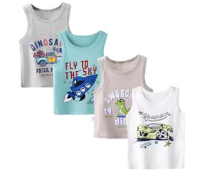 AOOPOO Pacco da 4 Canottiere da Ragazzo Ragazza Intima Bambino, Cotone Smanicata Abbigliamento Intimo Maglietta Bimbo Canotta Top, Canottiere Senza Maniche 2 a 11 Anni
