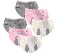 AOOPOO Pacco da 6 Mutande Mestruali Ragazza, Mutandine Mestruali a Prova di Perdite per Ragazze Cotone Mutandine Ciclo Mestruale per Adolescenti 10-16 Anni