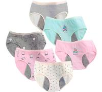 AOOPOO Pacco da 6 Mutande Mestruali Ragazza, Mutandine Mestruali a Prova di Perdite per Ragazze Cotone Mutandine Ciclo Mestruale per Adolescenti 10-16 Anni