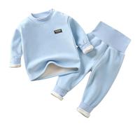 AOOPOO Set di Biancheria Intima Termica per Neonati e Bambini, Bebè Maglia a Maniche Lunghe Invernale e Pantaloni con a Vita Alta Fodera in Pile, Biancheria Intima Termica Funzionale da Sci