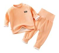 AOOPOO Set di Biancheria Intima Termica per Neonati e Bambini, Bebè Maglia a Maniche Lunghe Invernale e Pantaloni con a Vita Alta Fodera in Pile, Biancheria Intima Termica Funzionale da Sci