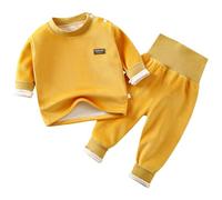 AOOPOO Set di Biancheria Intima Termica per Neonati e Bambini, Bebè Maglia a Maniche Lunghe Invernale e Pantaloni con a Vita Alta Fodera in Pile, Biancheria Intima Termica Funzionale da Sci