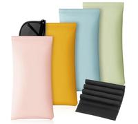 AOOSA Custodia Occhiali Morbida da donna e uomo, 4 Pz Porta Occhiali Morbido in Pelle PU Custodia Occhiali da Sole con 4 panni per la pulizia, Custodia Porta Occhiali da Viaggio Squeeze Top
