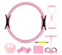 AOOSA Kit Pilates, 15''/38 cm Cerchio Pilates Ring con Due Manici Imbottiti, 4/6 Pezzi Set di Anelli per Pilates Perfetto para Yoga, entrenamiento Basica, tonificazione Cosce Addominali, Gambe