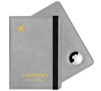 AOOSU Custodia per Passaporto, Custodia per Passaporto in Pelle, Portapassaporto con Slot Airtag, per Carte D'identità, Carte di Credito, Biglietti Aerei, Passaporti, Documenti di Viaggio (Grigio)