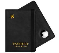 AOOSU Custodia per Passaporto, Custodia per Passaporto in Pelle, Portapassaporto con Slot Airtag, per Carte D'identità, Carte di Credito, Biglietti Aerei, Passaporti, Documenti di Viaggio (Nero)