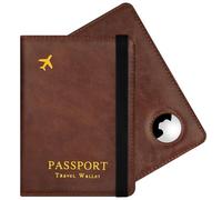 AOOSU Custodia per Passaporto, Custodia per Passaporto in Pelle, Portapassaporto con Slot Airtag, per Carte D'identità, Carte di Credito, Biglietti Aerei, Passaporti, Documenti di Viaggio (Marrone)