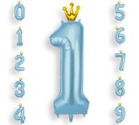 AOOSU Palloncini Compleanno Corona Blu 101 CM, Palloncino Numero 1, Foil Numeri, Giganti Palloncini Numeri, Decorazioni Festa Compleanno, Gonfiabili Pallone per Anniversario