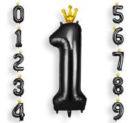 AOOSU Palloncini Compleanno Corona Nero 101 CM, Palloncino Numero 1, Foil Numeri, Giganti Palloncini Numeri, Decorazioni Festa Compleanno, Gonfiabili Pallone per Anniversario