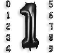 AOOSU Palloncini Compleanno Nero 101 CM, Palloncino Numero 1, Foil Palloncini Numeri, Giganti Numeri, Decorazioni Festa Compleanno, Gonfiabili Pallone per Anniversario