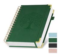 AOOSU Spiral Notebook, A5 Quaderno Spiralato, Quaderno a Griglia, copertina rigida in pelle (Verde)