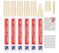 AOOSU Stucco per Piastrelle, 6pcs Pennarello per Fughe Piastrelle con Punta di Ricambio, Stucco per Fughe Piastrelles, Penna per Fughes, per Ripristinare, Pavimenti, Pareti e Bagni (Beige)