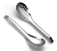 AOOSY 2 cucchiai da zuppa in acciaio inox e cucchiai da portata, cucchiai di caviale per zuppa, cucchiai da servizio, piccoli cucchiai scanalati, utensili per la cena, per la casa, il ristorante a