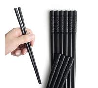 AOOSY Bacchette lavabili in lavastoviglie in vetroresina 5 paia,bacchette giapponesi in lega riutilizzabili bacchette nere set di bacchette antiscivolo sushi nero