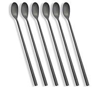 AOOSY Confezione da 6 cucchiai Latte Manico Lungo in Acciaio Inox Miscelazione Ice Cream Agitatore Cucchiaio Ideale per caffè Freddo tè Freddo tè Shake Gelato Sunde Cool Drinking(nero)