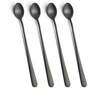 AOOSY Cucchiaini da caffè a manico lungo 22,7cm, cucchiaini da tè, cucchiaini da dessert, mescolatori, cucchiai da cocktail in acciaio inox, 4 pezzi nero