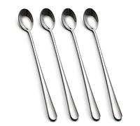 AOOSY Set di 4 cucchiaini da latte in acciaio inox, con manico lungo, ideali per caffè latte, espresso, cioccolata calda, bevande calde, dessert e gelati, 22,9 cm