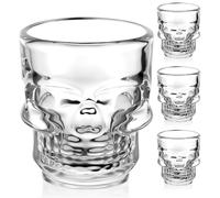 AOOTE Bicchieri da Liquore a Forma di Teschio, Set di 4 Scheletro Tazza Vodka, Tazza di Rum Scheletro, Bicchieri Amaro Vetro Doppia Parete, per Case, Caffetterie, Ristoranti, Bar e Feste, 50 ml