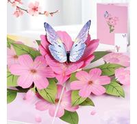 AOOTE Biglietto Fiore Pop-Up, Biglietti di Compleanno Pop-Up con Farfalle, Biglietto Regalo 3D per Un Compleanno, Biglietto di Compleanno per Genitori, Amici e Innamorati con Busta
