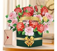 AOOTE Biglietto Fiore Pop-Up, Rose roses, Biglietto Regalo 3D per Un Compleanno, Biglietti di compleanno per Donne, Biglietto di Compleanno per Genitori, Amici e Innamorati con Busta
