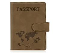 AOOTE Copertina per Passaporto, Porta Passaporto da Viaggio, Porta Passaporti Portatile con Blocco RFID, Pelle PU, Donna e Uomo, per Carte di Credito, D'Identità e Documenti di Viaggio