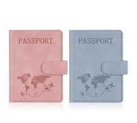 AOOTE Copertina per Passaporto, Porta Passaporto da Viaggio, Porta Passaporti Portatile con Blocco RFID, Pelle PU, Donna e Uomo, per Carte di Credito, D'Identità e Documenti di Viaggio