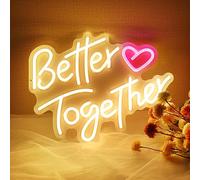 AOOTE Insegna al Neon Scritta LED, Insegna al Neon Con Scritta "Better Together", Luci Bianche Calde, USB Alimentato, per Matrimoni, Casa, Decorazione da Parete, Fidanzamento, Festa, Bar, Club