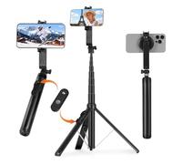 AOOTE Selfie Stick Treppiede per Telefono, 154cm Bastone Selfie Magnetico, con Telecomando Bluetooth Staccabile e Supporto per Telefono, Treppiede Portatile Estensibile Compatibile con iPhone