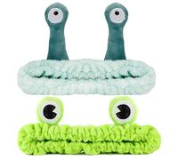 AOOTUERL 2 Pcs Fascia per capelli a forma di lumaca e rana, Fascia per lavare il viso, Spa Cura della pelle Fascia, Lavare il Viso Doccia Sport Bellezza Cura della pelle