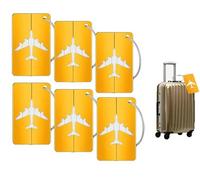 AOOTUERL 6 pezzi di etichette per bagagli in lega di alluminio con anelli in acciaio inossidabile e etichette di nome in PVC impermeabili, adatti per valigie, bagagli, zaini