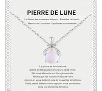 AOOTUERL Pietra di Luna Idee Regalo Collan, Argento Acciaio Inossidabile Ciondolo Collana, per Donna Regalo di Compleanno Collana per Figlia Mamma Sorella Amica Ragazza Adolescente Regalo di Natale