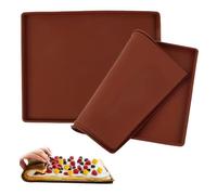 AOOTUERL Tappetino da forno in silicone, 30 x 40 x 1 cm, tappetino da forno per frutta arrotolata svizzera, con raschietto, riutilizzabile, antiaderente, con bordo (marrone)