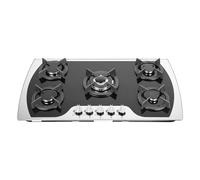 AOOUNGM Piano cottura a gas a 5 fiamme grande con sicurezza per bambini e accensione elettronica, 10236 BTU bruciatore potente, ceramica in vetro nero, Incasso/Attacco per famiglia e cucina efficiente