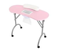 AOOUNGM Tavolo per manicure con aspirazione, tavolo per unghie pieghevole con sacchetti per aspirapolvere e griglia di sicurezza, per la cura delle unghie senza polvere, 90 x 72 x 40 cm (rosa)