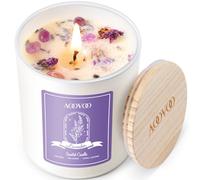 AOOVOO Candela profumata alla lavanda - Romatherapy Candle with Crystals Inside, candela profumata fatta a mano in vetro, candela per Home Scented, 280 g, durata fino a 60 ore, regalo per donne e