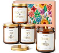 AOOVOO Set regalo di candele profumate - 4 x 255 g, cera di soia naturale, candele profumate fatte a mano, in vetro per la casa, per aromaterapia, set regalo per donne, durata 200 ore