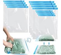 AOOWU 12 pz Sacchetti Sottovuoto Vestiti, 4 * 35x50 cm, 4 * 40x 60cm, 4 * 50x70 cm Sacchi Sottovuoto di Rotolo a Mano, Riutilizzabili Sacchetti Salvaspazio per Traslochi e Viaggi, Pompa Senza Bisogno