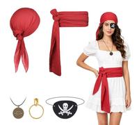 AOOWU Accessori Costume da Pirata per Adulti, per Cosplay Halloween | Accessori Medievali di Pirata, per Feste a Tema, Carnevale, Mascherata