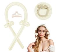 AOOWU Bigodino Lungo Per Boccoli, 6 Pcs Set Arricciacapelli con Cuffia da Notte, Maschera per Gli Occhi Federa e 2 Fascia per Capelli, Fascia Bigodino in Raso Senza Calore, per Capelli Medi Lunghii