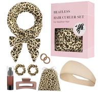 AOOWU Bigodino Lungo per Boccoli, 9 Pezzi Bigodini Senza Calore, Bigodini Morbidi per Dormire, Ferro Arricciacapelli Senza Calore, Velluto Fascia Morbida per Tutti Tipi Capelli (Motivo Leopardato)